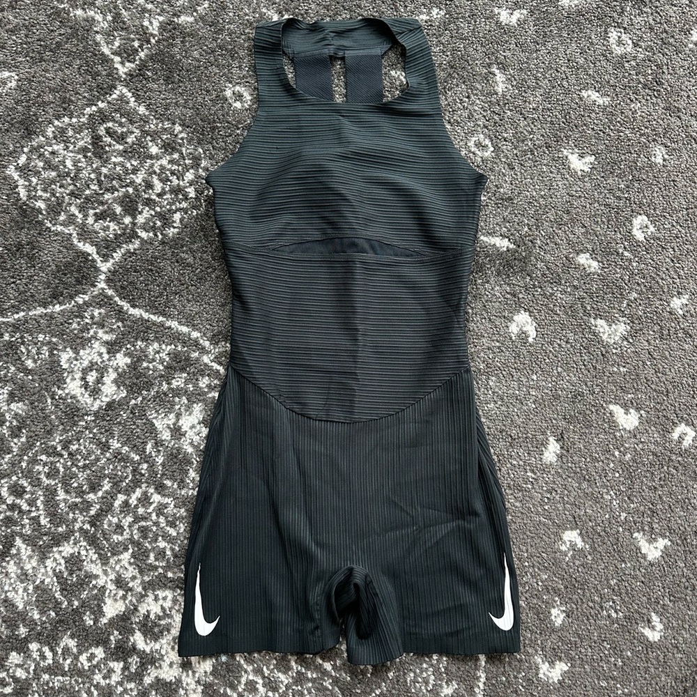 Nike Black Athletic Romper with White Accents